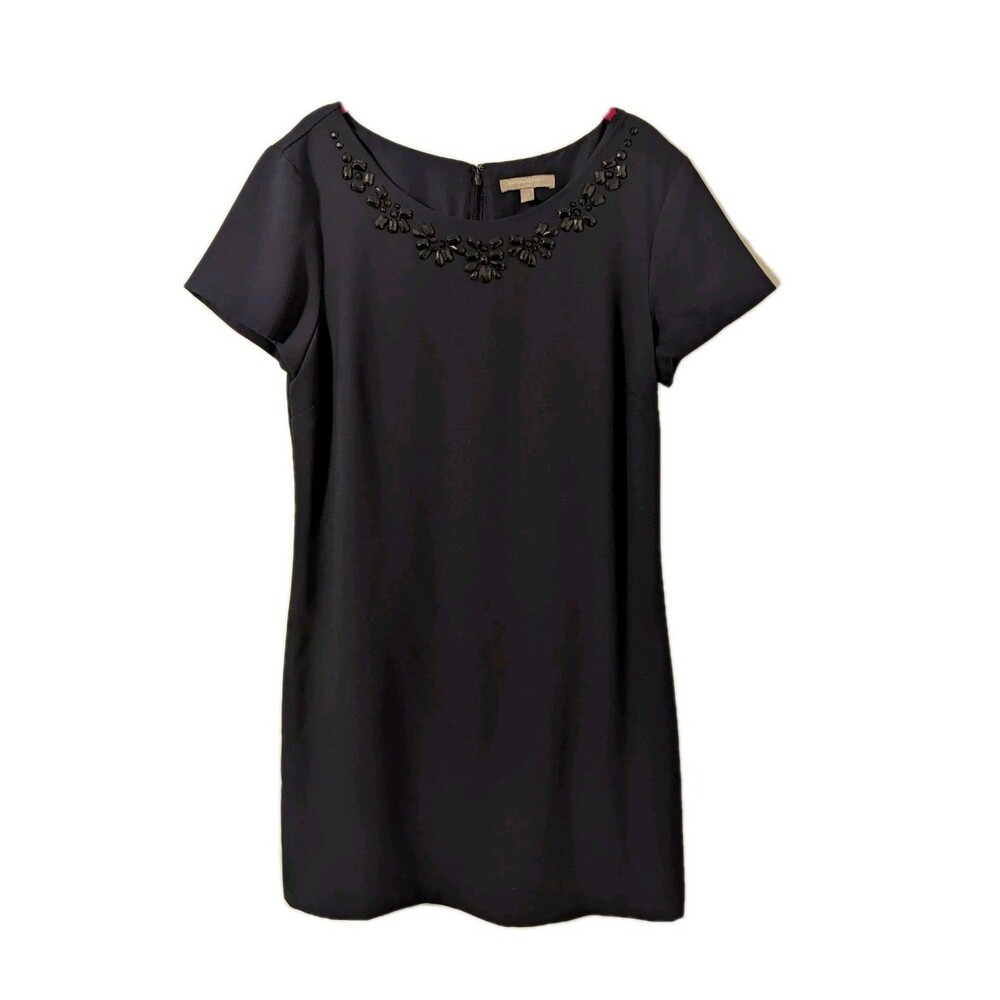 Banana Republic Shift Dress Navy Blue Jewel Gem Embellished Size 12